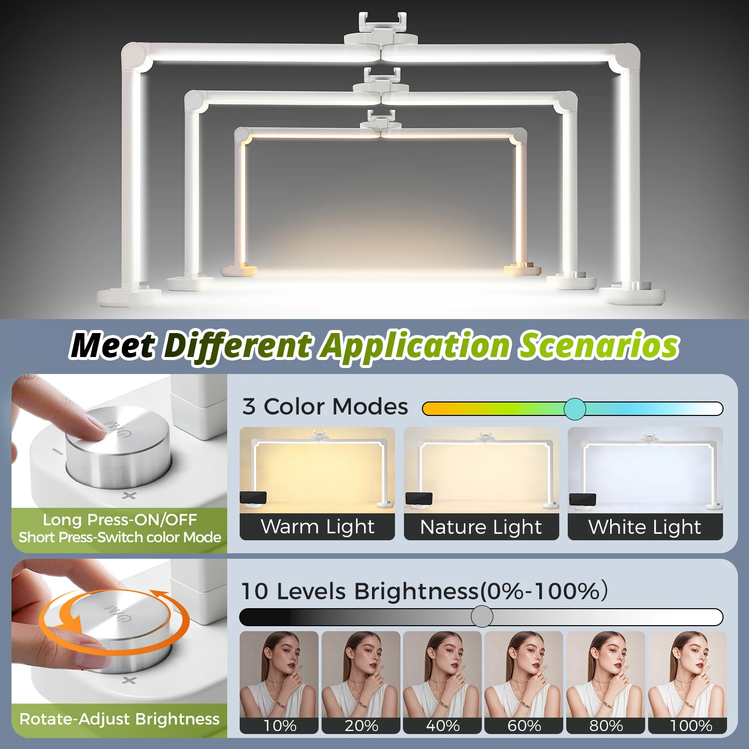 Large Foldable Half-Moon Nails Desk Light With Phone Holder Professional Manicure Salon Lighting Essential For Nail Salon Tool