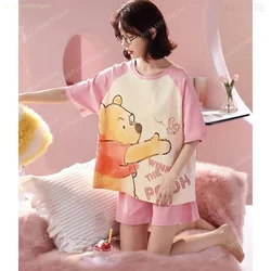 2024 Summer Disney Winnie the Pooh T Shirt Women Short Sleeve Boys Girls Kids Polyester Tee Couple Clothes Children 1