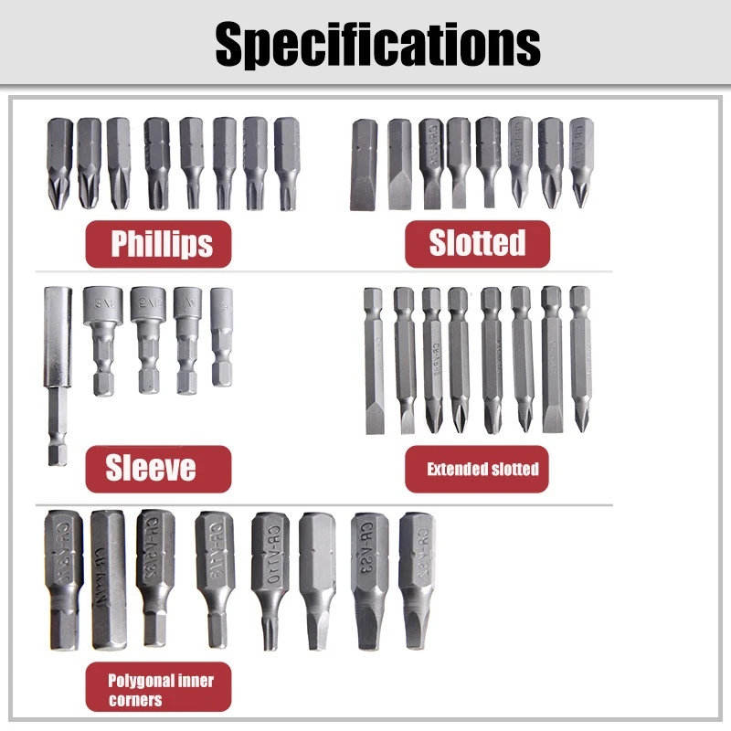 37-Piece Screwdriving Bit Set with Tough Case Extension Bit Holder Screwdriver Bits for Wood Metal Cement Drilling Screwdriving