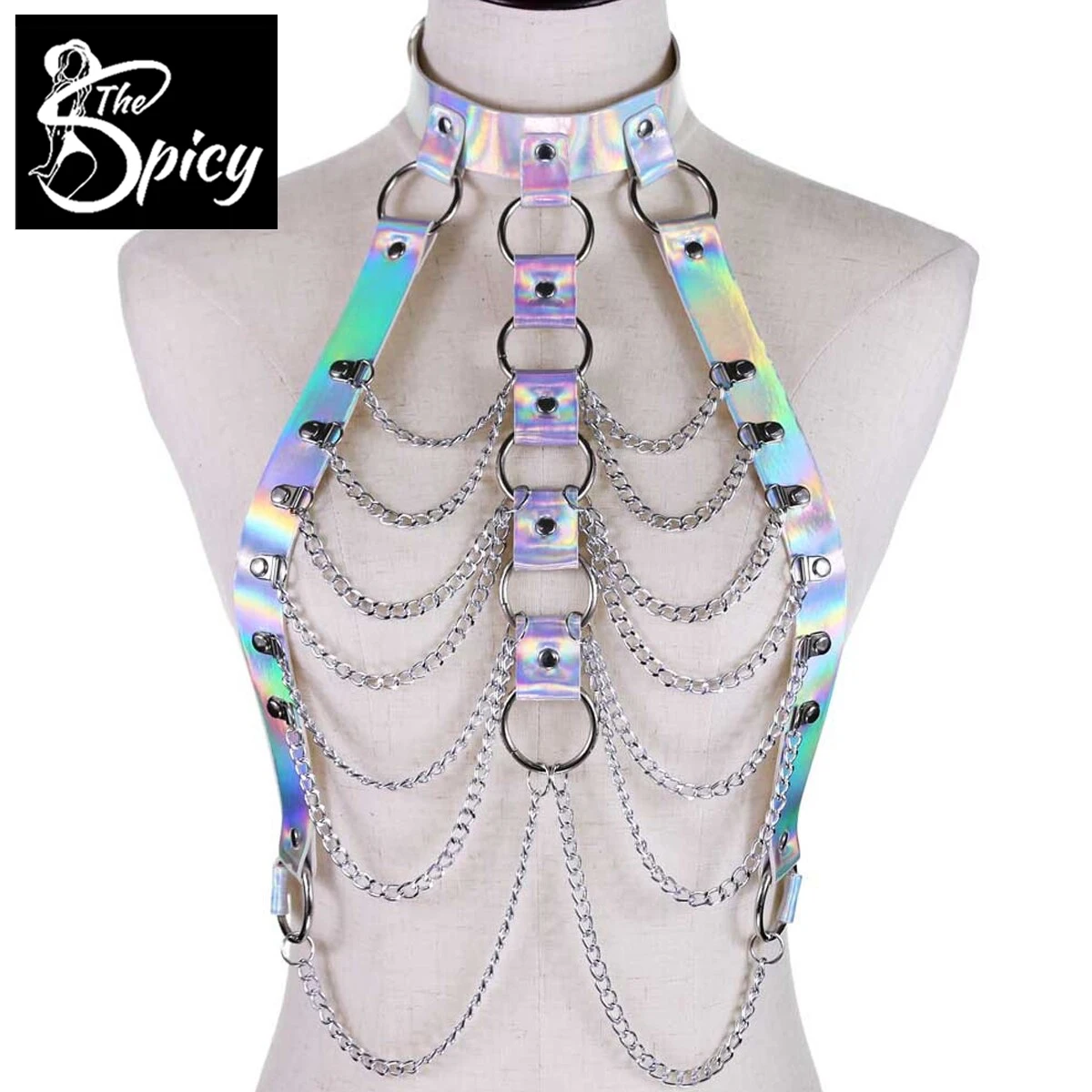 

Spicy Girl's Sexy Holographic Body Chain Harness Eco-Friendly Packing