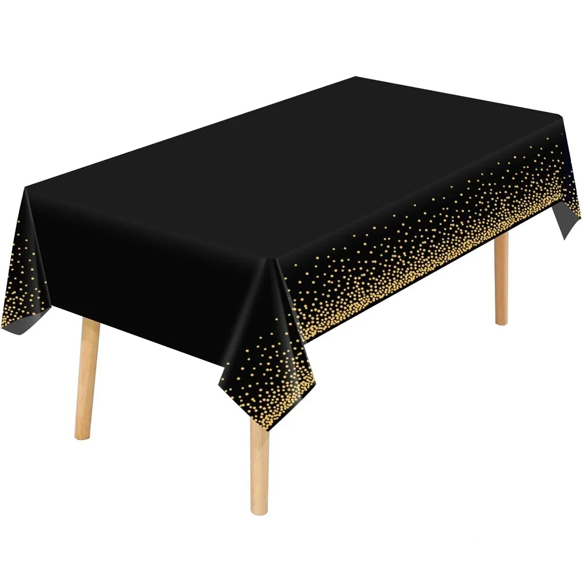 Toalha de mesa retangular descartável, 137x274cm, ponto dourado, à prova d'água, para festa,