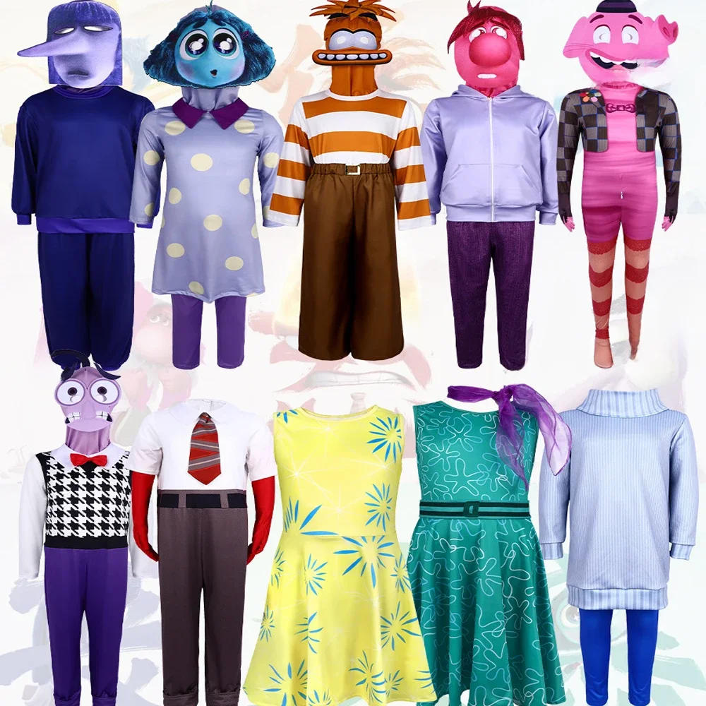 Anime Movie Inside Out Alegria Traje Cosplay para Crianças, Roupas Anger Fear, Traje de Desempenho