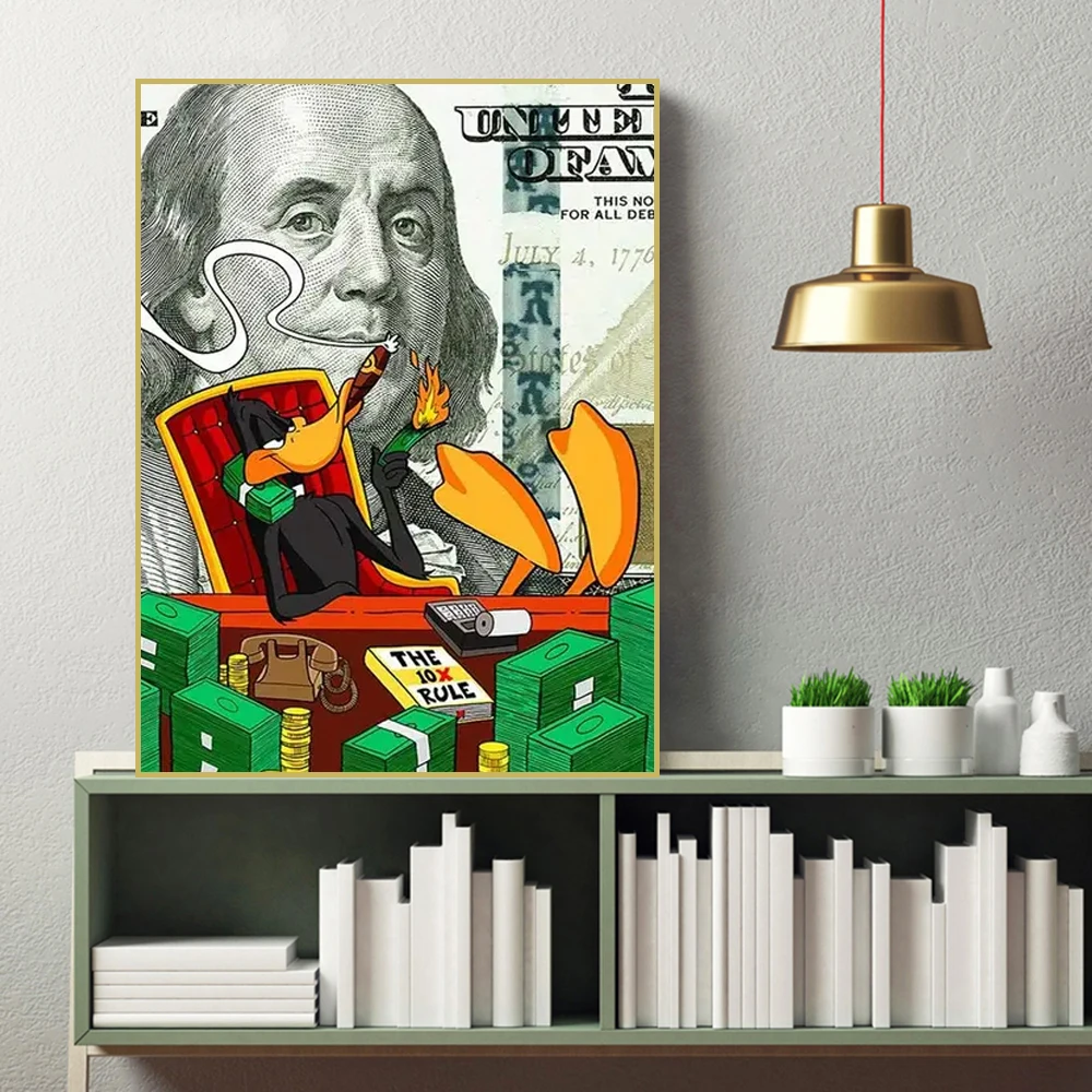 

Abstract Art Duck Money Wall Painting Fun Poster High Definition Canvas Living Room Bedroom And Home Wall Decoration Print Gifts