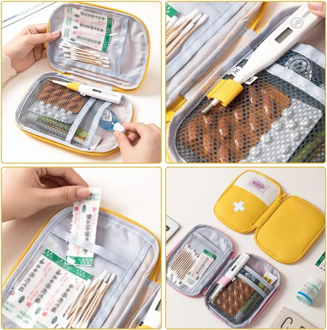 Portable First Aid Kit, 2 Piece Mini Empty First Aid Kit Portable Medicine Bag for Camping, Hiking and Outdoor Use