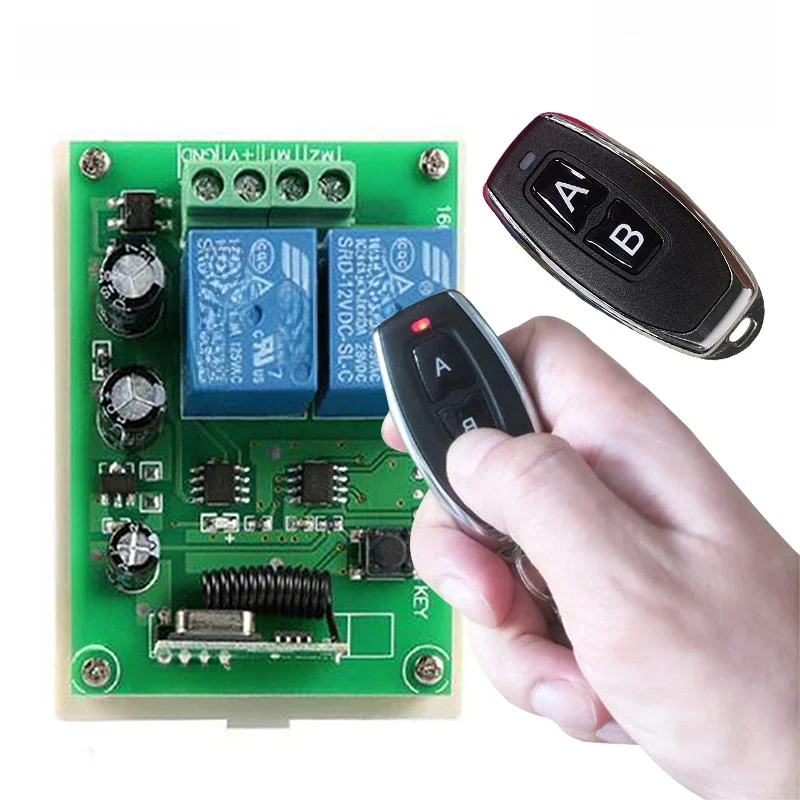 QIACHIP 433Mhz DC 5V-60V 2-kanałowy Uniwersalny Bezprzewodowy Przełącznik Zdalnego Sterowania Moduł Odbiornika Przekaźnika RF Nadajnik Zdalnego Sterowania RF — zdjęcie produktu 7