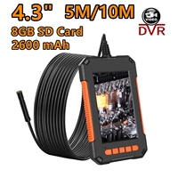 4.3“ HD Screen 8mm Endoscope Camera IP67 Waterproof Industrial Borescope  Pipe Inspection Camera With DVR 8GB SD Card 1080P