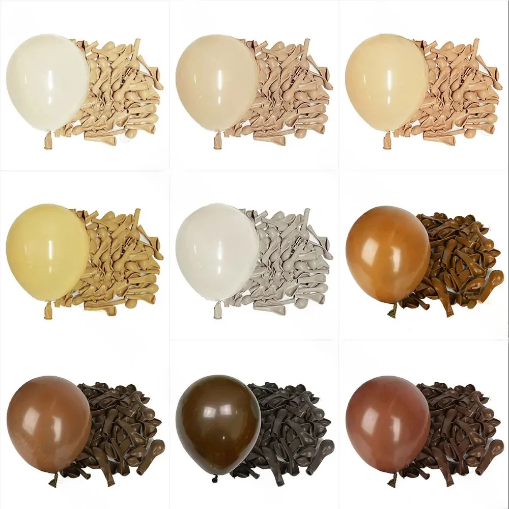 10/30/50 Stück Boho Braune Luftballons Weiße Sandhaut Nude Dark Coffee Brown Latexballons für neutrale Babyparty Geburtstagsdekoration