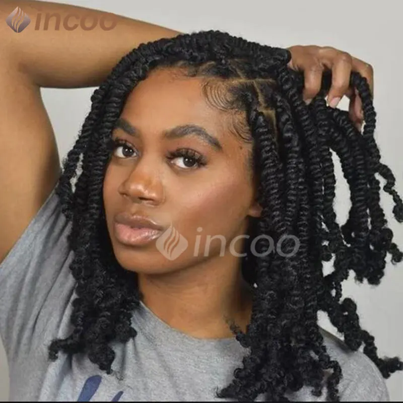 Spiral Curls Braided Wigs Synthetic Spring Twist Hair 12 Inches Full Lace Curly Braided Wigs Afro Spring Crochet Dreadlocks Wigs