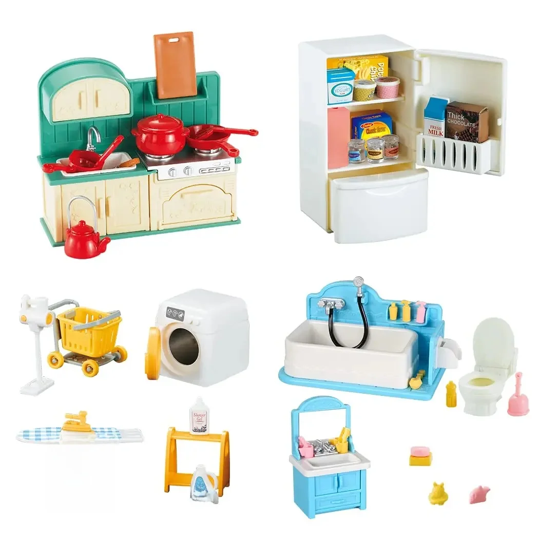 Domek dla lalek 1:12 miniaturowe meble zabawka kuchenna stół do jadalni akcesoria do domku dla lalek Montessori sypialnia łazienka dla dziewczyny prezent — zdjęcie 2