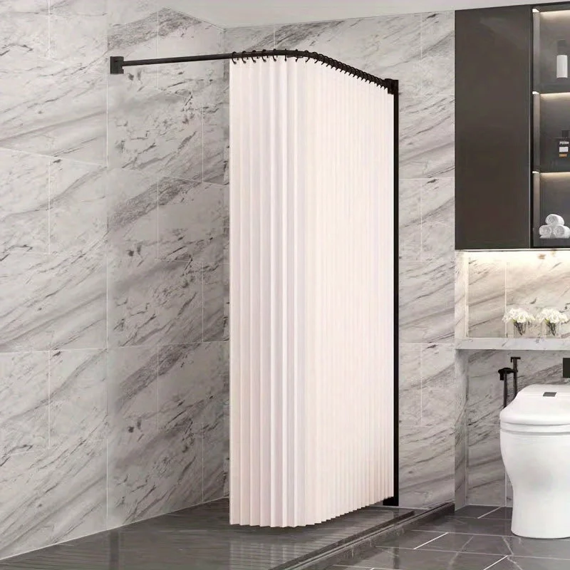Foldable Magnetic Shower Curtain Waterproof Privacy Bathroom Shower Curtain for Apartment Rental Bathroom Stylish