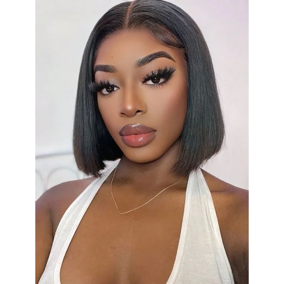 short 13x4 lace front human hair wig bone straight 4x4 closure Lace bob wig on sale Brazilion Gluess wigs human hair ready to go