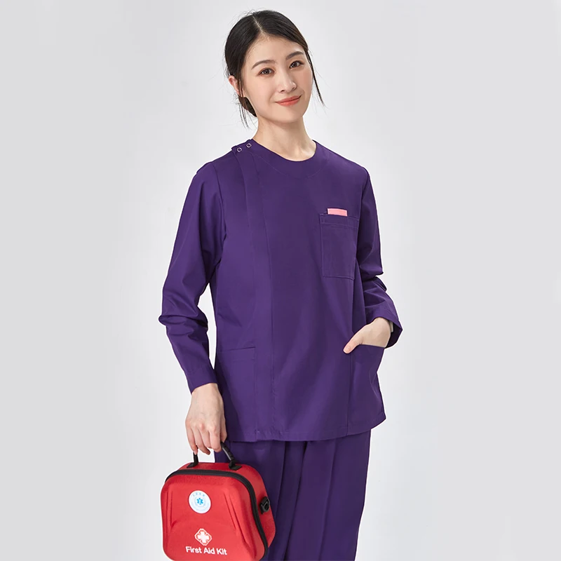 Wrinkle-Resistant Nurse Outfit Set Round Neckline Breathable Medical Clothing Dental Hygienist Mujer Nurse Scrubs Set Unisex 205