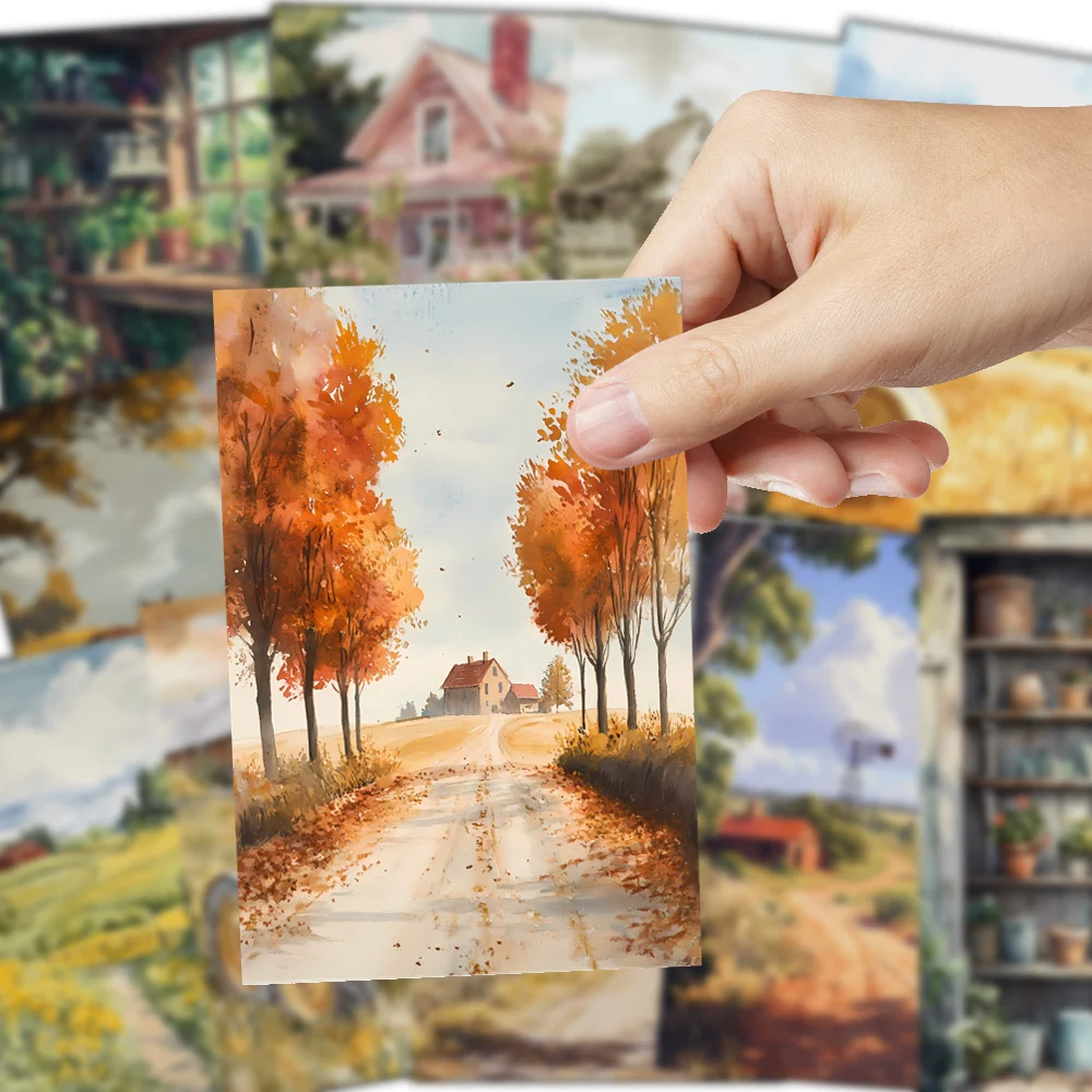 32개, 가을 농장 엽서, 가을 수확 테마, 따뜻한 컨트리 스타일, 메일링 카드, 휴일 카드, 수집품