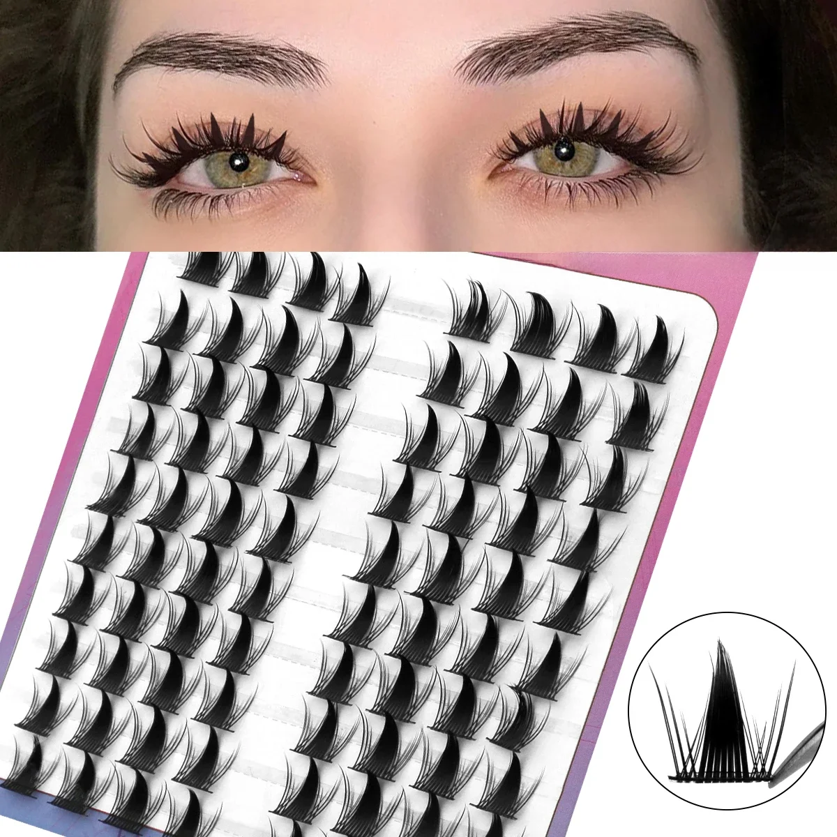 GROINNEYA codzienny DIY sztuczne rzęsy rzęsy kocie oko 60/120 pojedyncze rzęsy naturalny wygląd przedłużanie rzęs makijaż w domu — zdjęcie 2