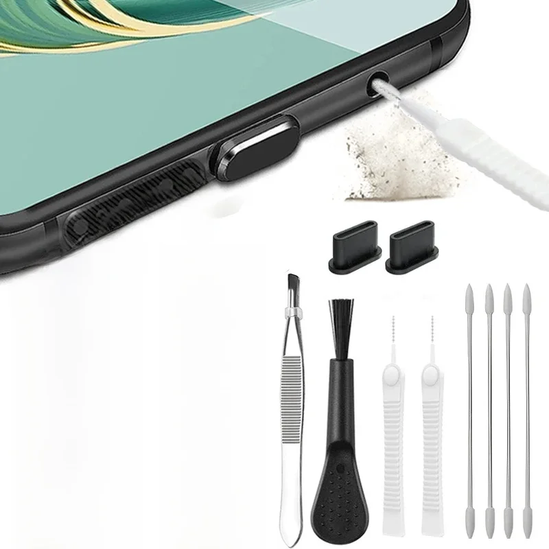 66 sztuk wtyczki przeciwpyłowej do telefonu komórkowego Naklejka z siatki głośnikowej z pęsetą do iPhone'a 16 Samsung Xiaomi Zestaw do czyszczenia osłony portu ładowania — zdjęcie produktu 7