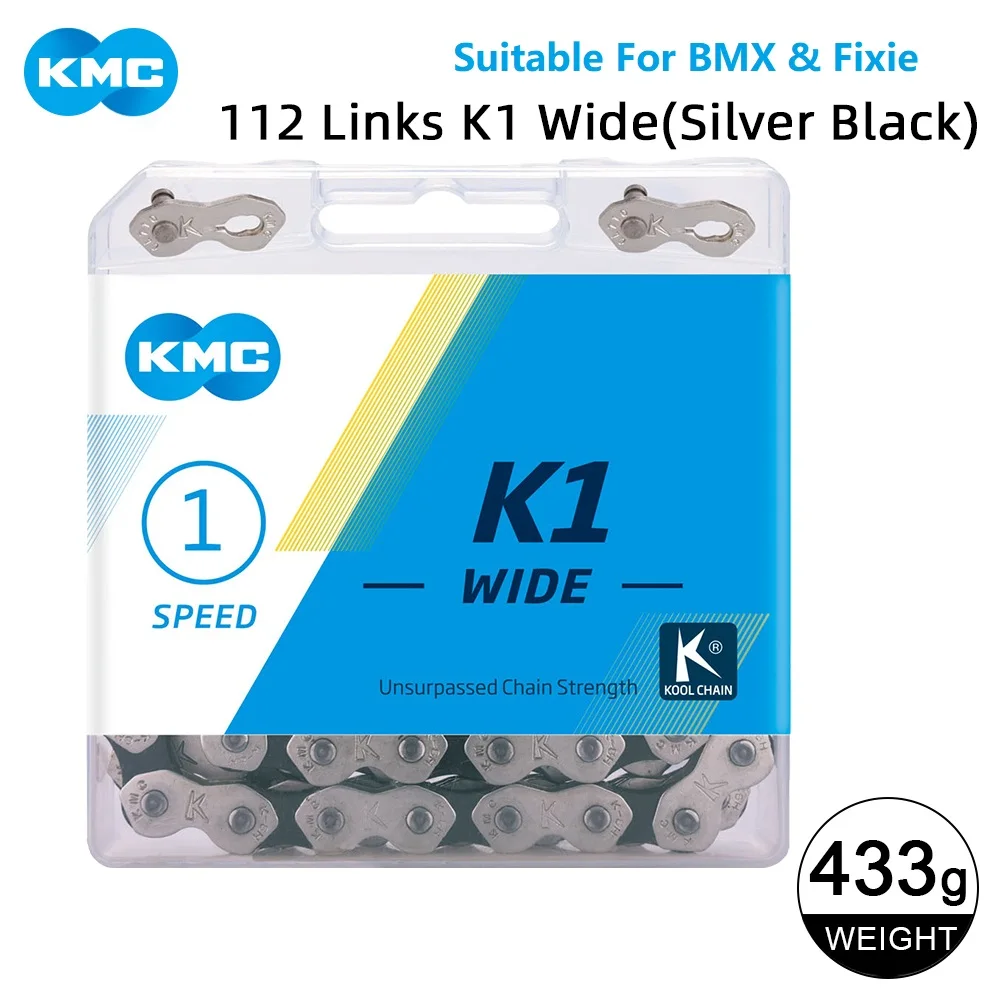 KMC سرعة واحدة ​ ​ سلسلة فضية/ذهبية HL1L-W/K1-W /K1SL-W/Z1eHX-N 100/1120L EBike/City/BMX/Fixie Bike سلسلة دراجة واحدة ذات سرعة واحدة