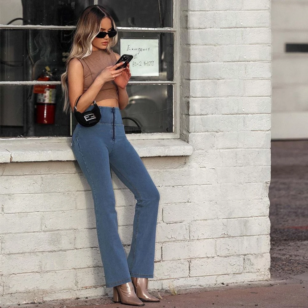 Shascullfites Melody Flare Wide Leg Jeans Women Elastic High Waist Skinny Denim Pants 2022 Fashion Casual Hipster Retro Jeans