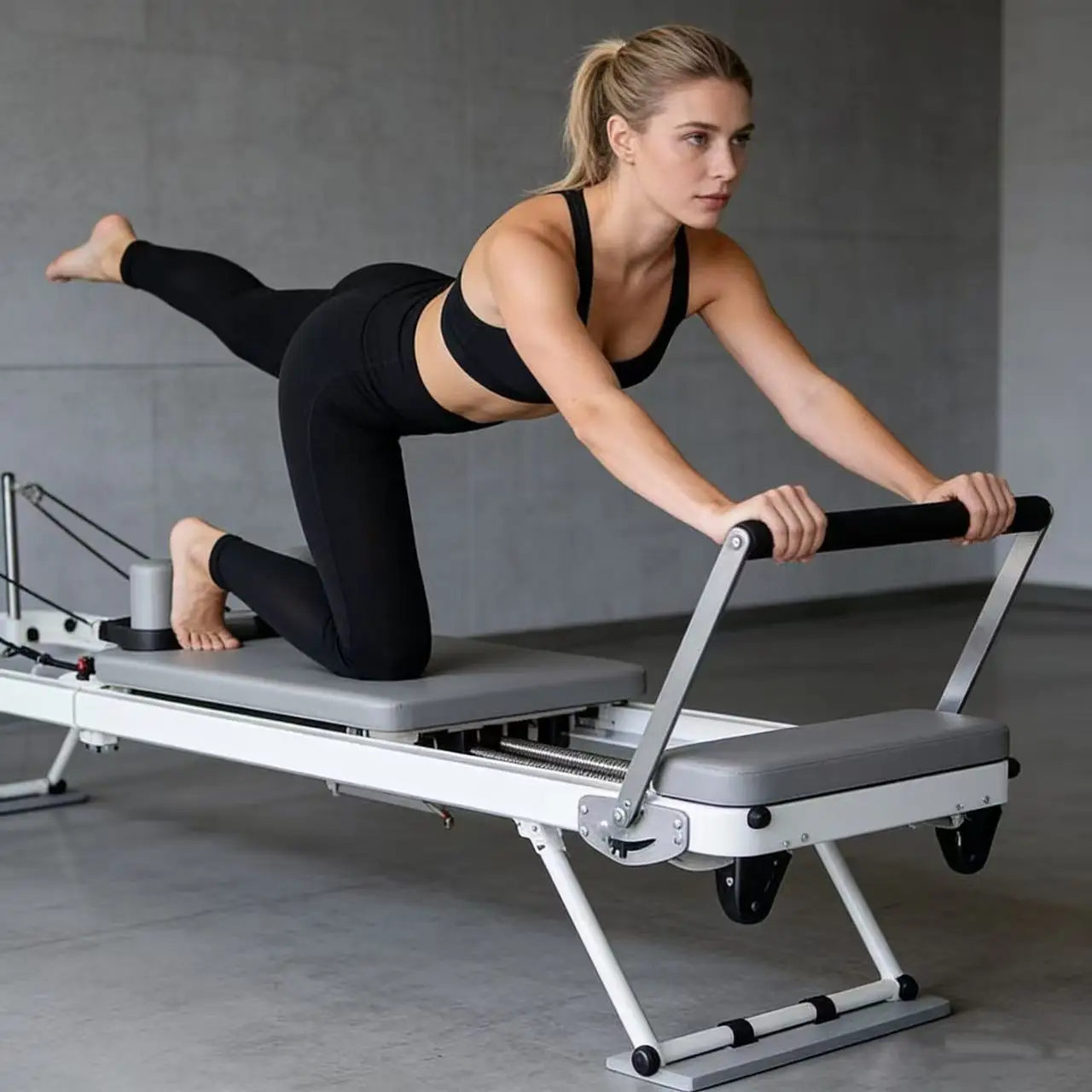 Letto centrale per esercizi di alta qualità con nuovo modello beige caldo con riparatori di boxe Pilates