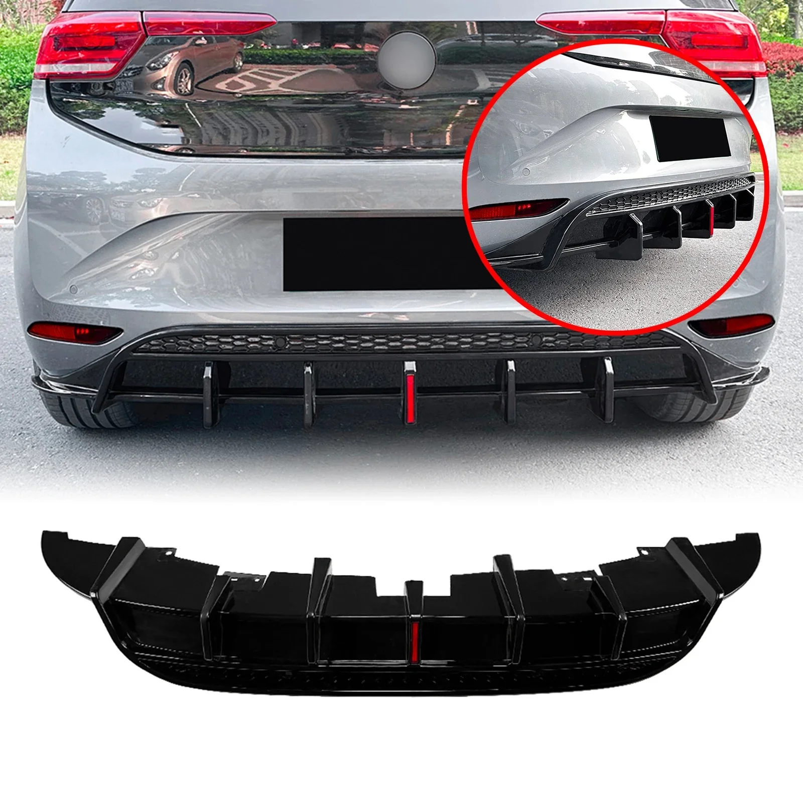 Voor Volkswagen Vw ID.3 2019-2022 Achterbumper Diffuser Lip Carbon Fiber Look/Gloss Black Boot Staart onderste Spoiler Plaat Splitter - afbeelding 2
