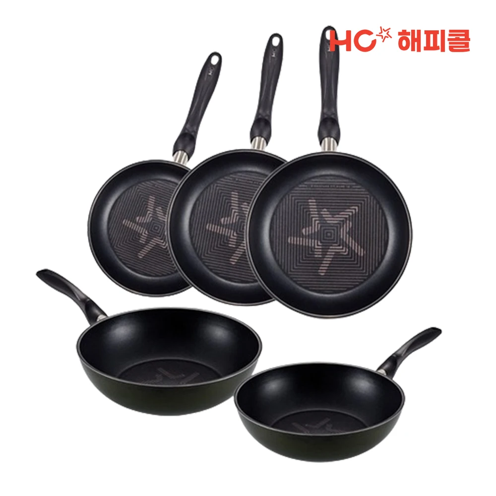 [Super Deal] HC Happy Call signature pit care IH induction frying pan 5P A set (20 fans 24 fans 28 fans 24 wok + 28 wok)