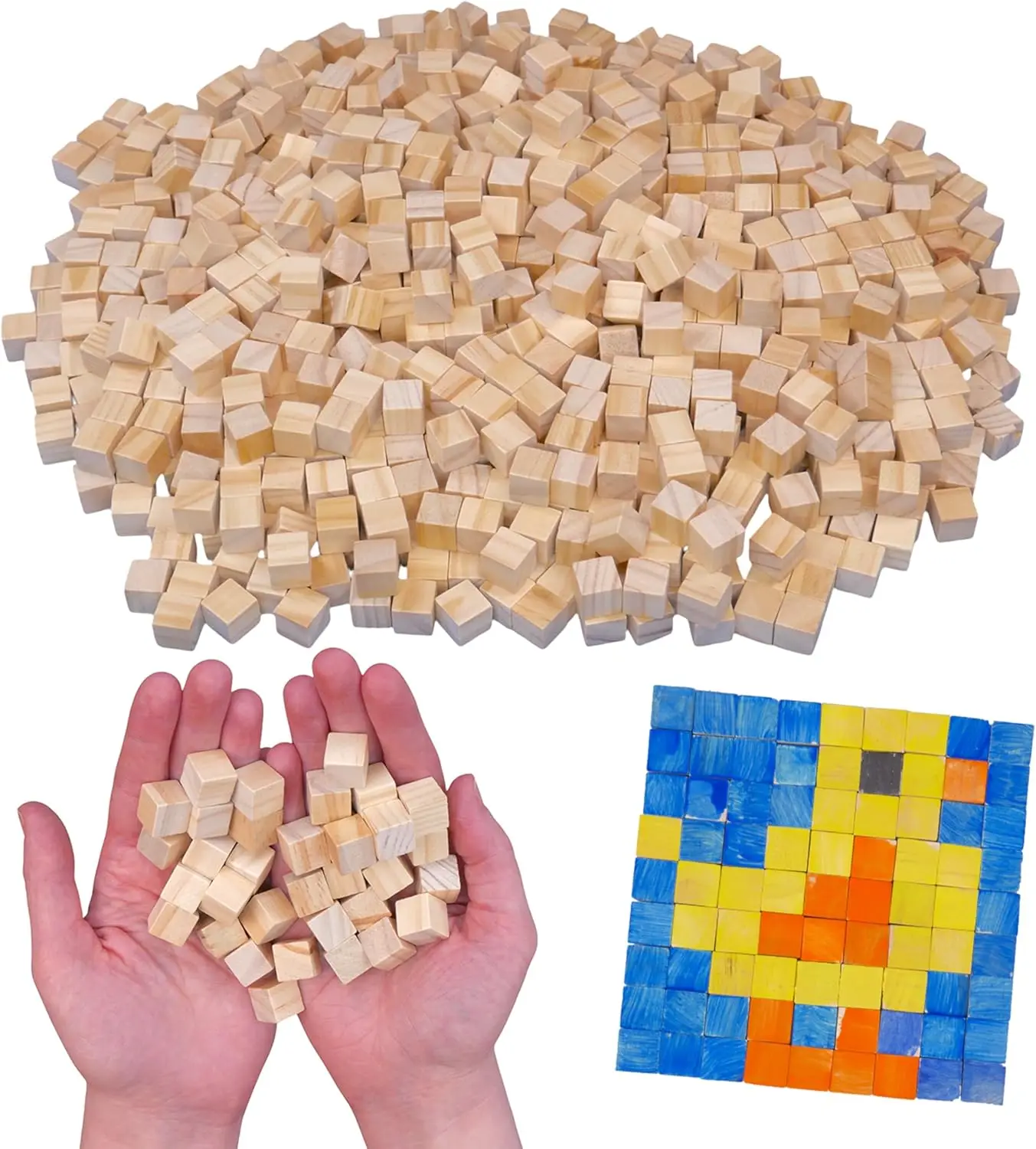 Holzwürfel – 100/200 Stück 1CM Unbehandelte Kiefernholzblöcke für Projekte, Basteln und DIY-Bauten