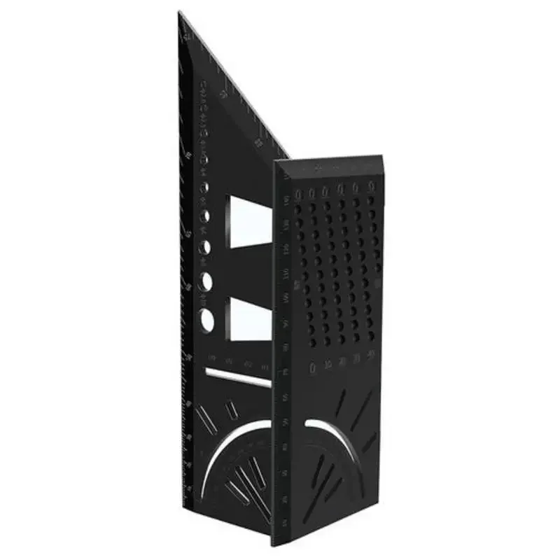 Règle carrée pour le travail du bois en alliage d'aluminium de qualité supérieure - Outil de modèle de mesure d'angle d'onglet 3D - Jauge de disposition du charpentier à 45/90 degrés