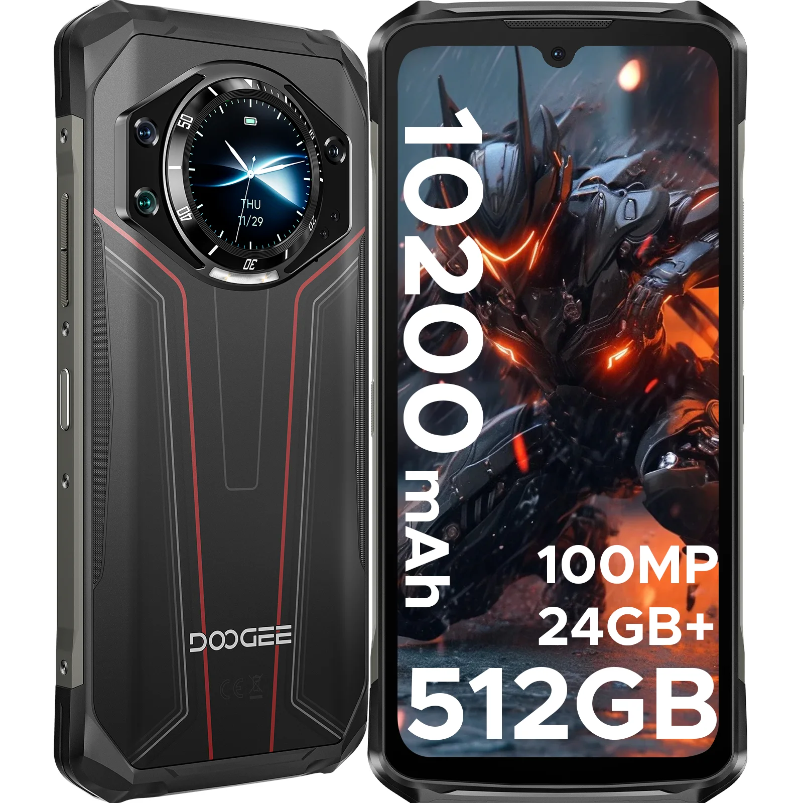 الإصدار العالمي DOOGEE S119 هاتف متين 1.32 بوصة شاشة خلفية 6.72 بوصة 32 جيجابايت (8 + 24) كاميرا 512 جيجابايت 100 ميجابكسل بطارية 10200 مللي أمبير هاتف محمول NFC