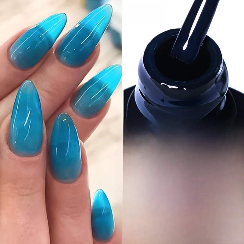 MEET ACROSS-Verhéritage à Ongles Gel Bleu Ciel, Semi-Transparent, Longue Durée, Soak Off, Fournitures pour Manucure, DIY, 7ml