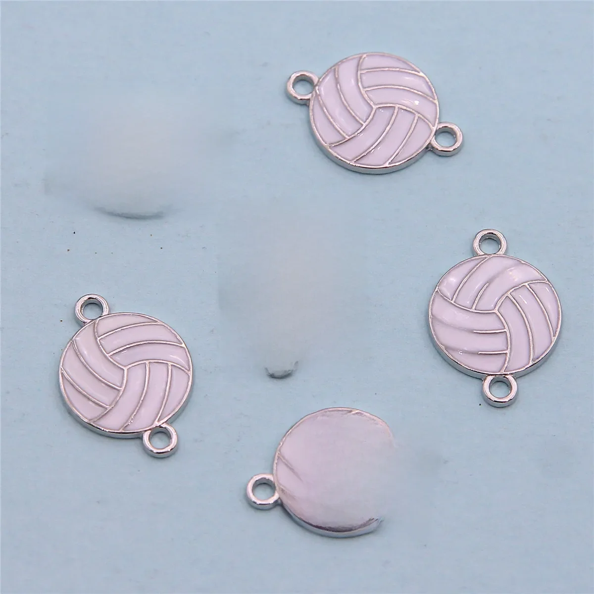 6 sztuk emalia siatkówka podwójne wiszące Charms wisiorek sportowy Fit DIY Handmade Connect tworzenia biżuterii znalezienie akcesoria — zdjęcie 2