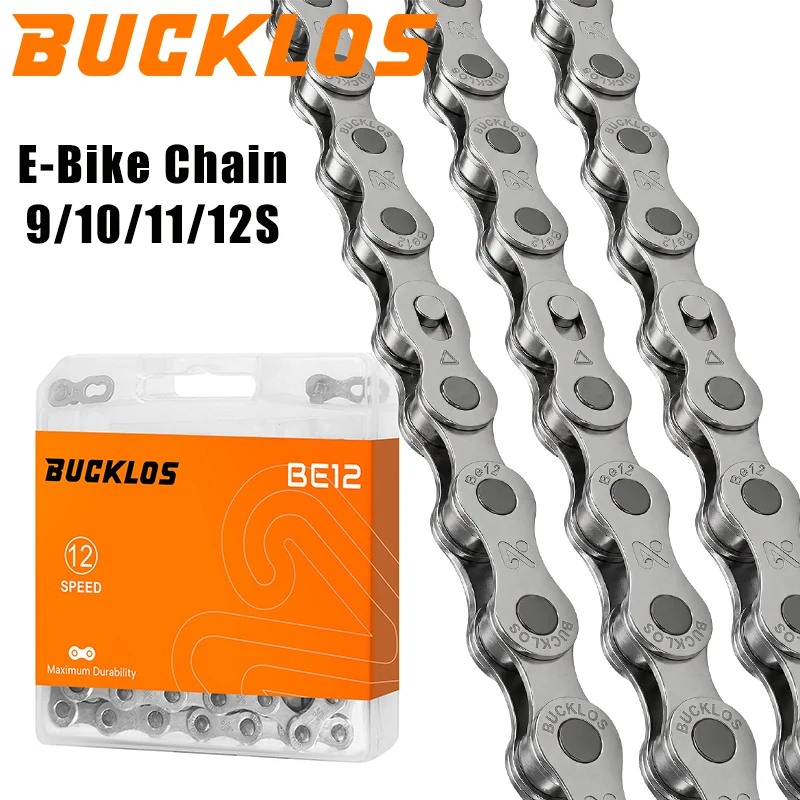 BUCKLOS 136L Fahrradkette 9/10/11/12-Gang E-Bike-Kette Langlebige Elektrofahrradkette 9V 10V 11V 12V Elektrofahrrad 136 Glieder