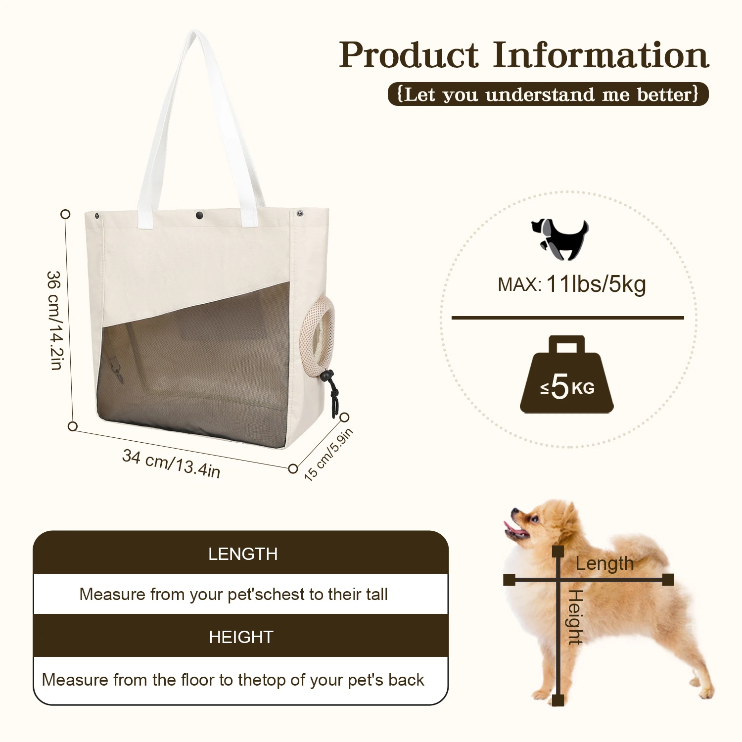 Pet Carrier Canvas Cat Canvas Bag Hand Tote Lightweight Outdoor Dog Travel Shoulder Bag