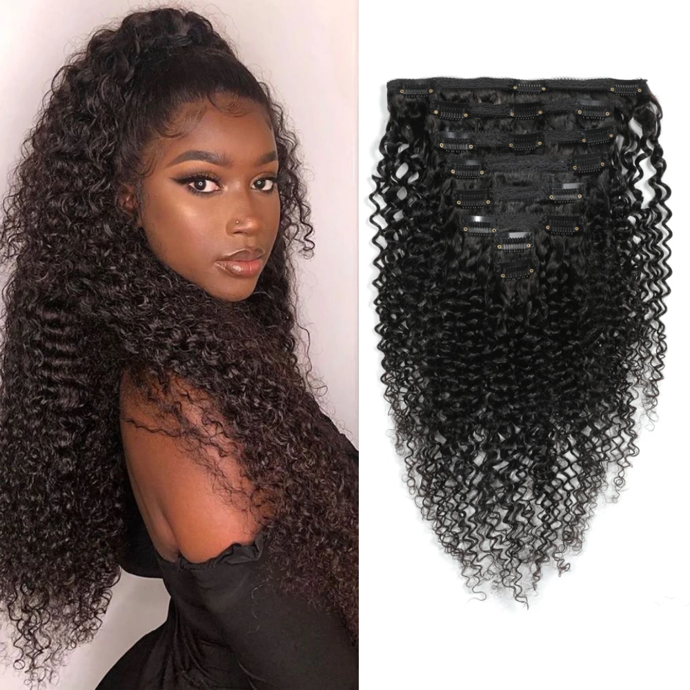 

Kinky Curly Clip Ins Hair Extensions Human Hair For Black Women Brazilian Cheveux Naturels Put On And Go 3a 3b 3c Curly Clips In