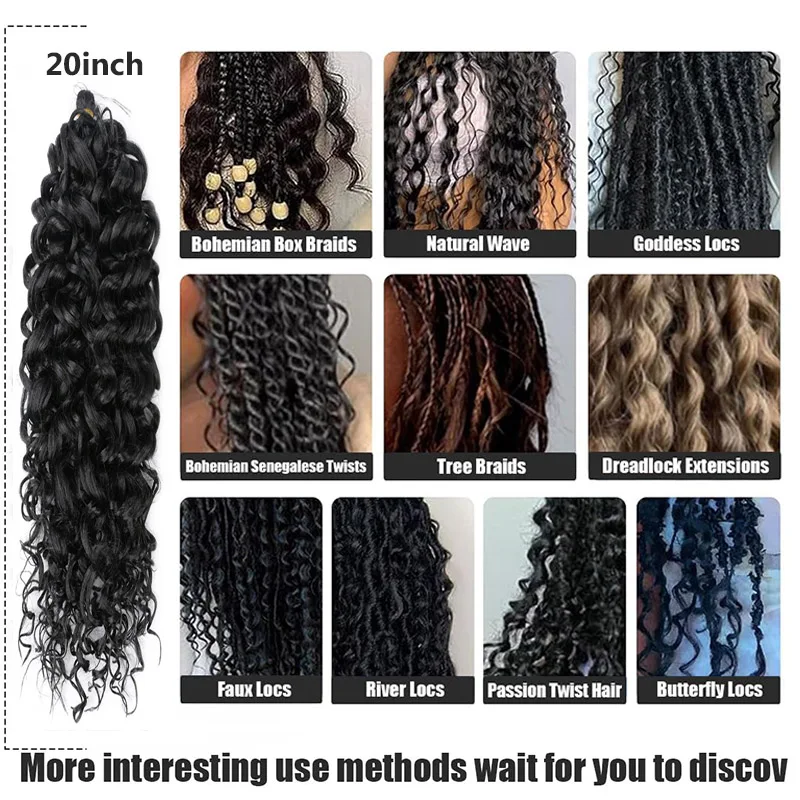 20 Inch Water Wave Crochet Synthetic Hair for Women Beach Curl Curly Crochet Hair Ombre Blonde Curly Braiding Hair Extension