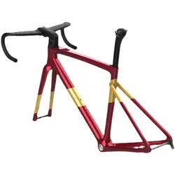 2024 style full carbon bike frameset disc cycling framework red yellow bicycle carbon frame bsa+handlebar made in china  49-58cm