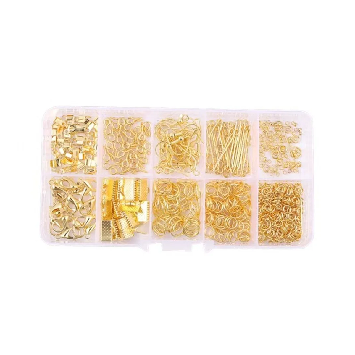 700PCS 4Color 10 Grid Box Decoration Accessories Lobster Buckle Horse Buckle Opening Single Circle Ear Hook 9 Character Needle image 5