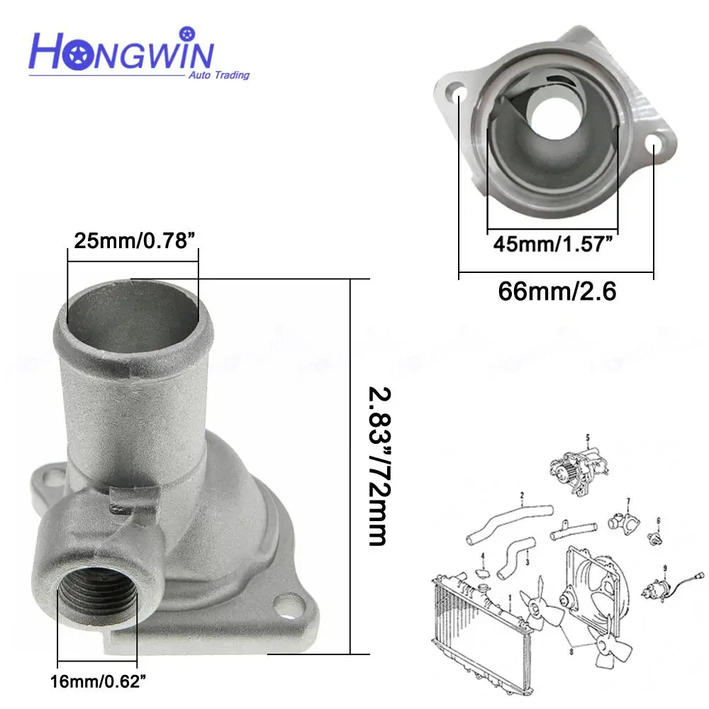 Water Outlet Engine Coolant Thermostat Housing For Toyota Paseo Cynos 91-99 Corolla 96-99 Tercel 86-99 Starlet 84-99 1.3 1.5 L4