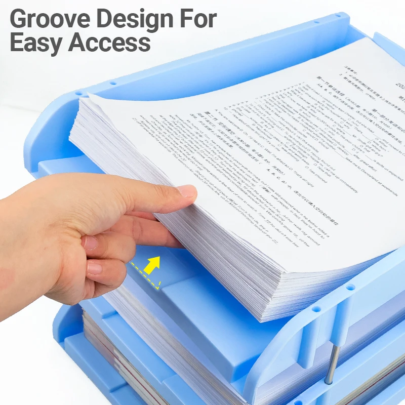 HUAJIE Morandi اللون متعدد الطبقات منظم ملفات سطح المكتب رف صينية تخزين مجوفة مقاومة للرطوبة حامل مستندات مكتبي متين