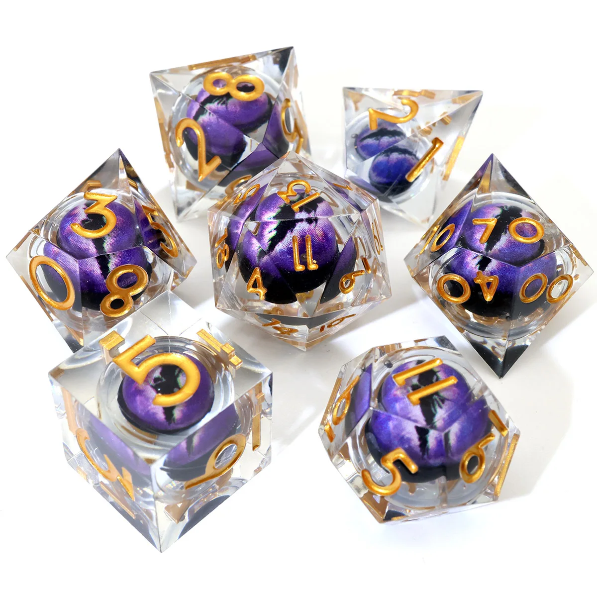 Board Games 7 Pieces Dragon Eye Dice Resin DND Dice Set For Role Playing Table Game DND Gift RPG Move Eye Dice-D3