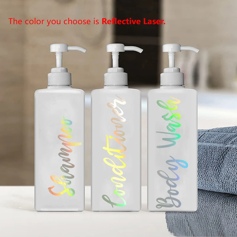 Shampoo Conditioner Body Wash Quotes Shower Bottle Stickers Bathroom Labels Vinyl Art Decals Shower Room Decor