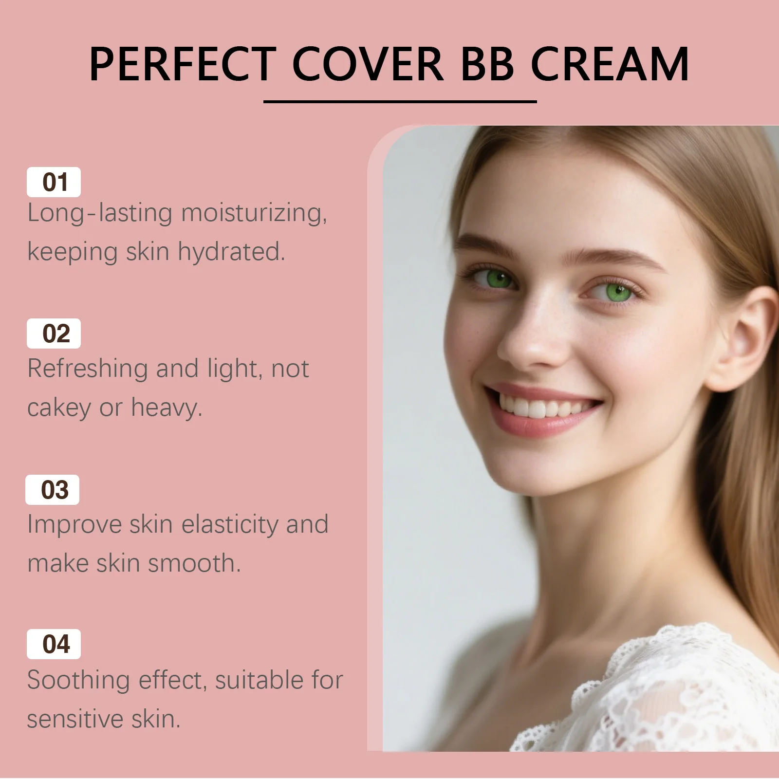 كريم Sunblock BB مرطب لتفتيح البشرة والتحكم في زيت البشرة، مكياج دائم، تغطية مثالية، كريم أساس لطيف للوجه غير دهني