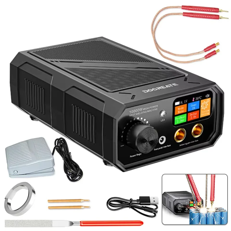 Soldadora Portátil de 10000W, Mini Máquina de Soldar DIY, Herramienta de Soldadura con Batería de Litio 18650 de 10000mAh, Compatible con Varillas de Níquel de 0.1, 0.15, 0.2, 0.25 y 0.3mm