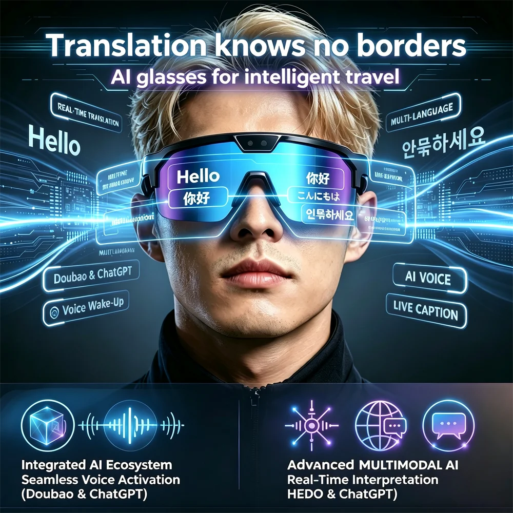2026 New Smart Glasses Translation Travel Cycling Sports Goggles Anti Blue Light Click Take Photos Videos Smartglasses Outdoor