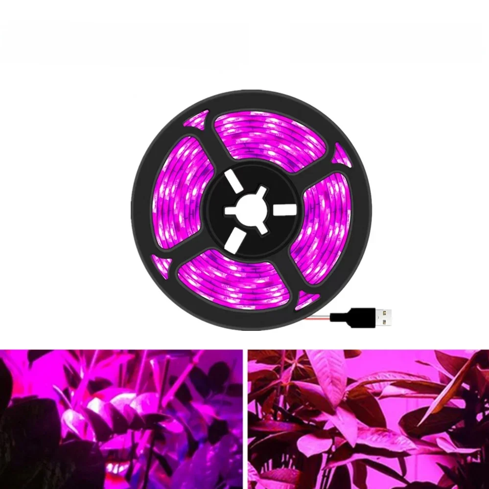 Lampe horticole de croissance LED, DC 5V, USB, spectre complet, 1-5m, pour culture de plantes, végétation, floraison, semis, tente