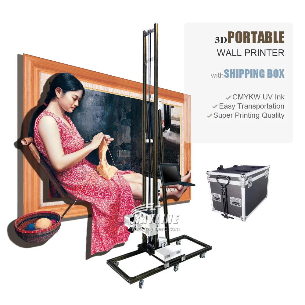 آلة نفث الحبر بالأشعة فوق البنفسجية ثلاثية الأبعاد 5D طابعة حائط عمودية Cmyk آلة طباعة الجدار الأبيض
