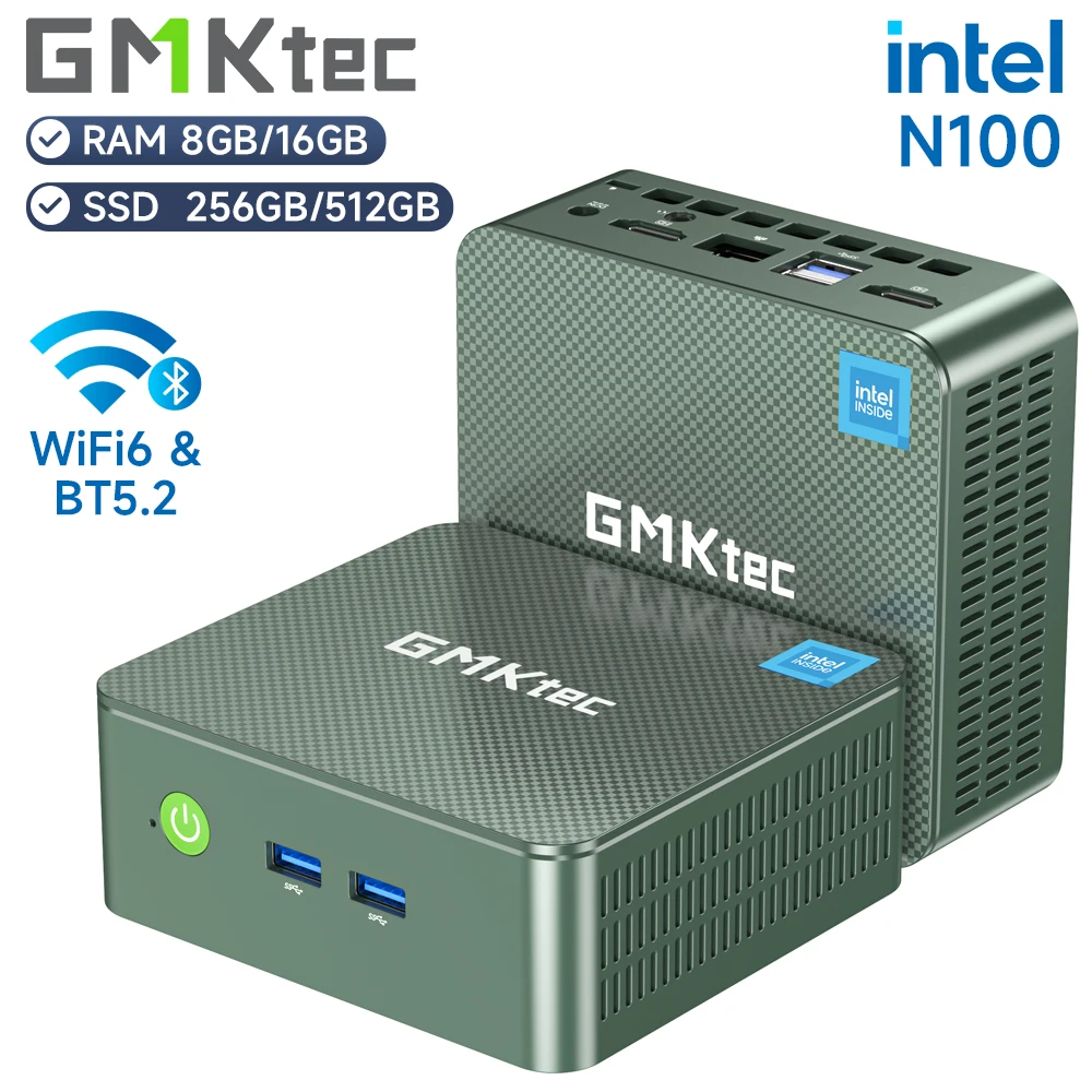 GMKtec G3 Mini PC Intel Alder Lake N100 Windows 11 Pro Desktop Computer 8/16GB RAM 256/512GB PCIe M.2 SSD WiFi 6 BT5.2 Mini PC