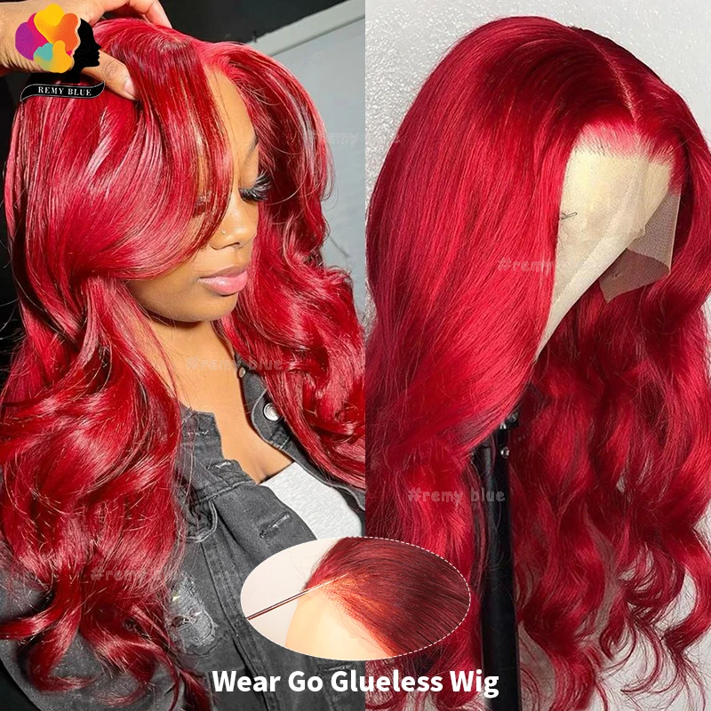 

Wear Go Glueless Wigs Human Hair Body Wave Lace Front Wigs for Black Women Burgundy Red 13x4 13x6 Transparent Lace Frontal Wig