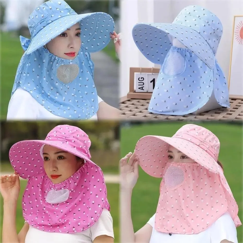 AliExpress 1Set Summer Large Eave Sun Hat Face Mask Outdoor UV Resistant Sun Hat Cycling Sunscreen Hat