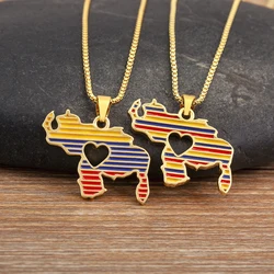 Nidin New Popular 5 Styles Venezuela Map Zircon Fine Pendant Necklace For Women Men Fashion Jewelry Wholesale Party Gifts