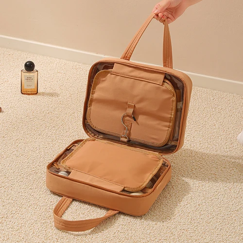 Imagen 2 del producto Nueva bolsa de cosméticos colgante para mujer, almacenamiento portátil, organizador de maquillaje, bolsas de almacenamiento de artículos de tocador de viaje de gran capacidad