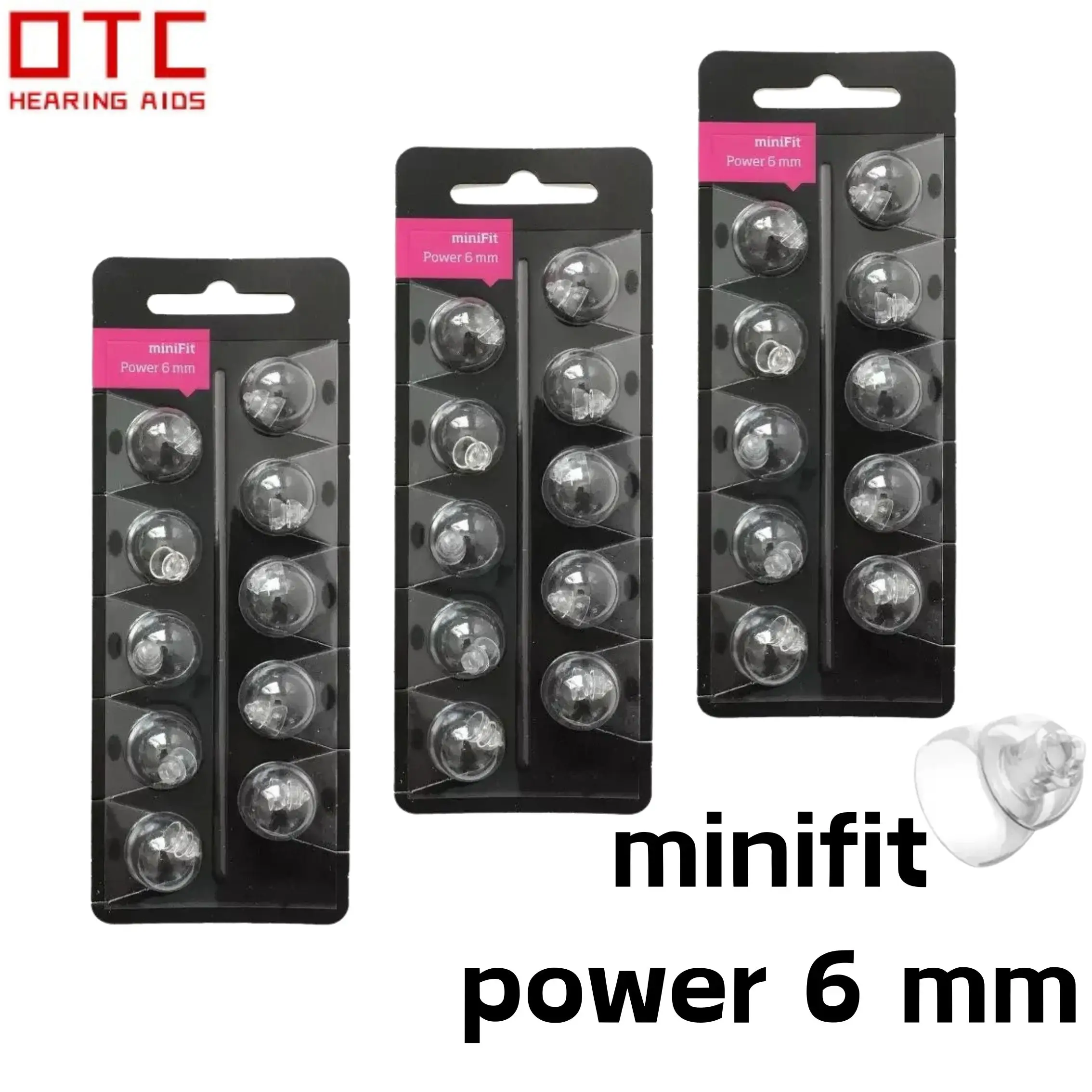 Oticon miniFit power 6mm kopułki zasilające do aparatów słuchowych Oticon akcesoria do aparatów słuchowych zatyczki do uszu 30 kopułek w 3 opakowaniach.